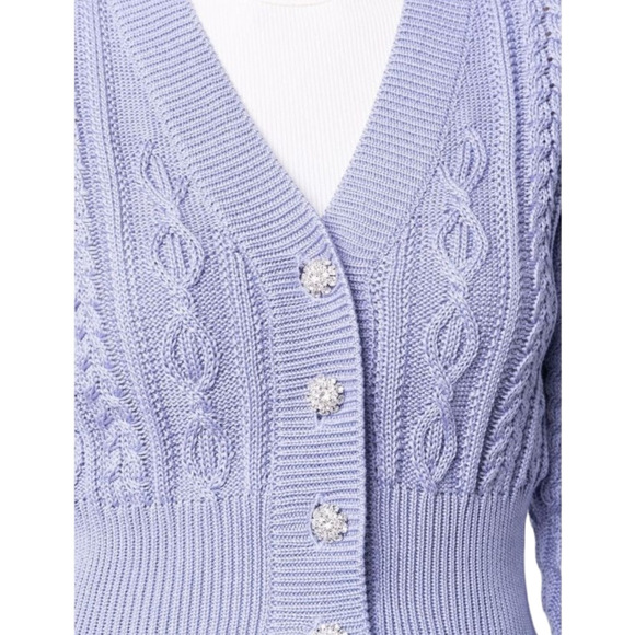 Golden Goose Crystal Embellished Lilac Cable Knit Cardigan (Size S) - Picture 5 of 10